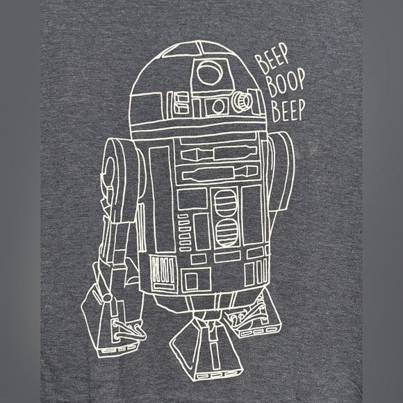 Star Wars Unisex Blue\Gray T-Shirt - R2-D2 Beep Boop Line Drawing Image. Sz L - Picture 2 of 5